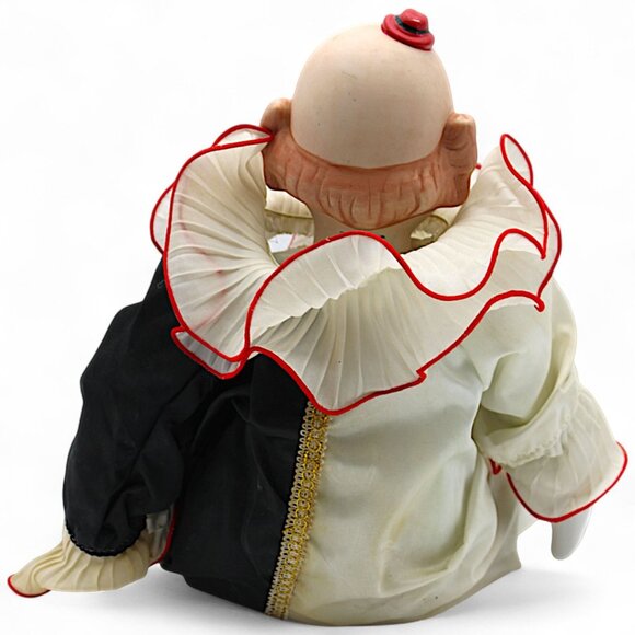 Dynasty Doll Collection Pierrot Clown Doll With Red Trim & Pom-Poms - Picture 3 of 7